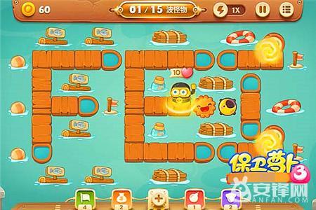 保卫萝卜挑战38关攻略图解法 码头38关攻略