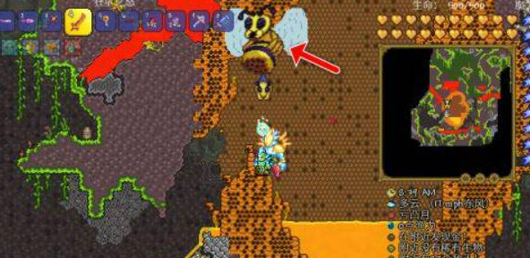 进入蜂巢不要伤害里面的幼虫，否则蜂王boss出现。攻击玩家。