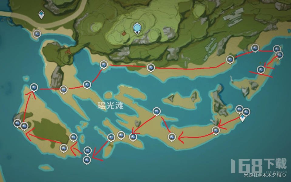 原神4.0公子/夜兰突破材料星螺快速收集点位图 达达利亚星螺快速采集路线