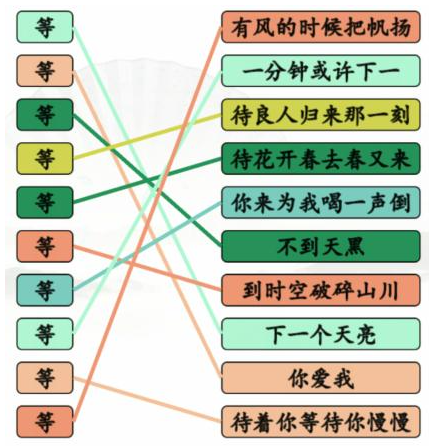 汉字找茬王连线等开头的歌 汉字找茬王连线等开头的歌通关攻略图1