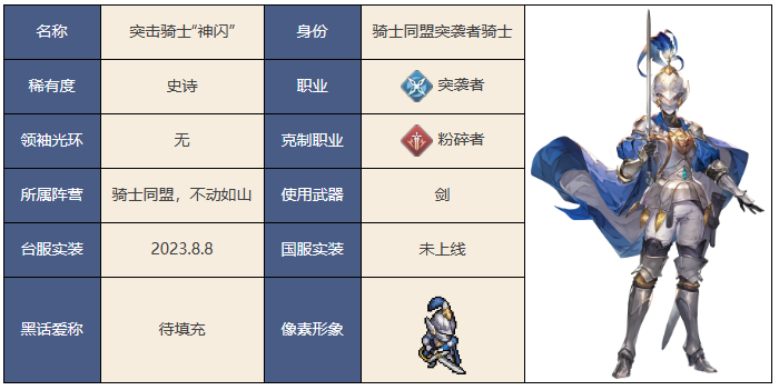 铃兰之剑为这和平的世界突击骑士神闪角色介绍