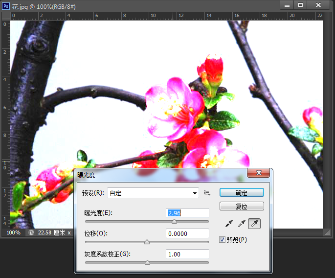 使用PS“曝光度”命令调整图像曝光度来调整图像的色彩