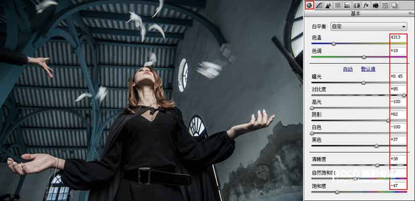 Photoshop后期打造唯美漏光艺术的室内人像照片效果