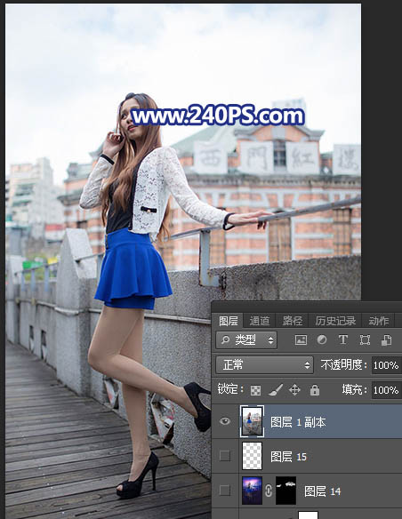 Photoshop给外景人像照片添加傍晚霞光效果教程