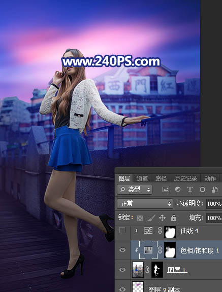 Photoshop给外景人像照片添加傍晚霞光效果教程