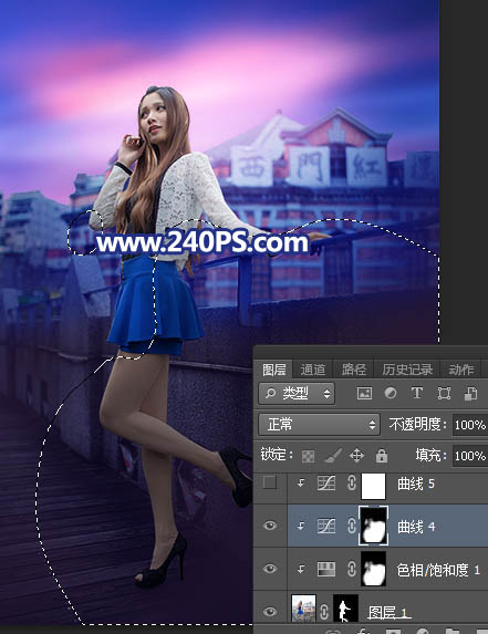 Photoshop给外景人像照片添加傍晚霞光效果教程