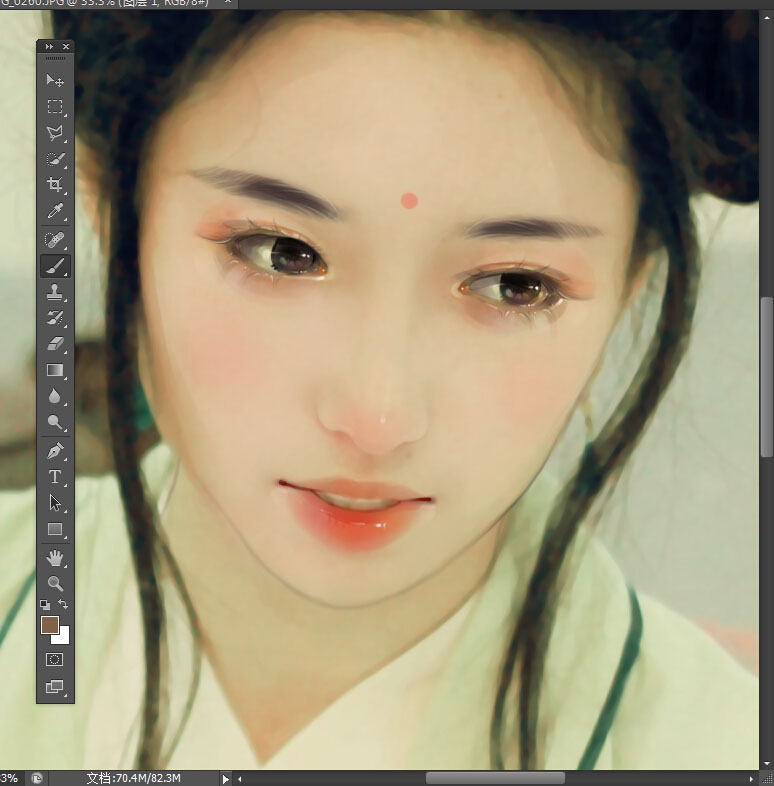 PS大神教你如何把古风汉服美女图片转为水墨风仿手绘效果