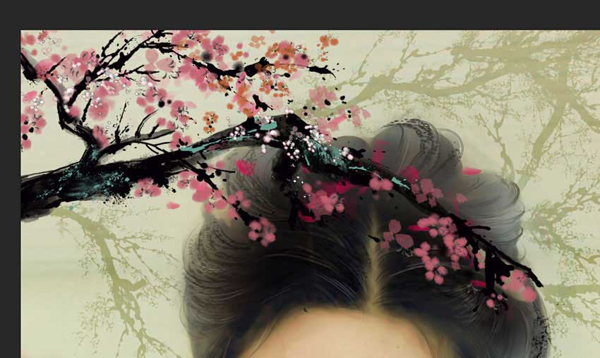 PS大神教你如何把古风汉服美女图片转为水墨风仿手绘效果