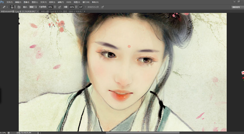 PS大神教你如何把古风汉服美女图片转为水墨风仿手绘效果