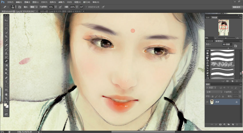 PS大神教你如何把古风汉服美女图片转为水墨风仿手绘效果