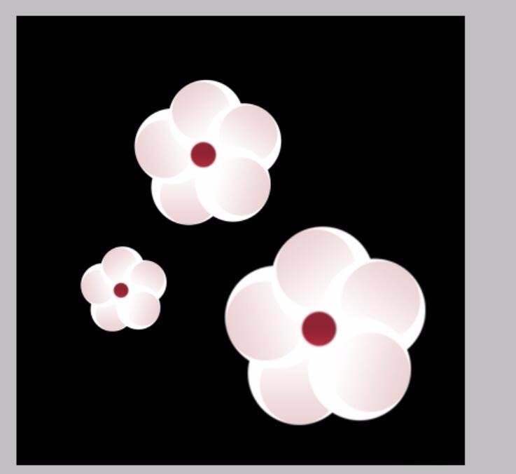 用PS渐变工具和图形变换工具绘制粉红色梅花