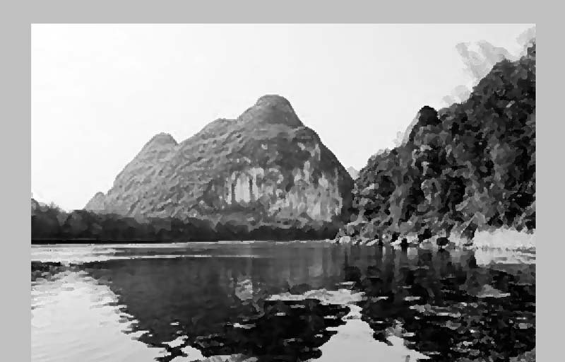 ps怎么给图片制作水墨山水画效果?