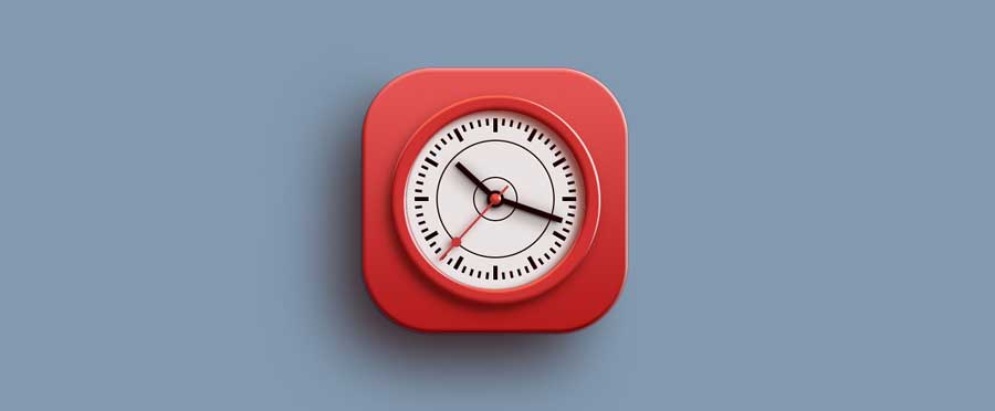 如何使用Photoshop制作红色拟物化时钟icon图标？