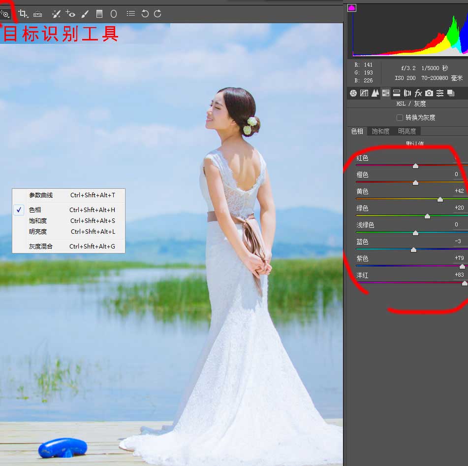 Photoshop怎么给外景婚纱照调出蓝色小清新艺术效果？