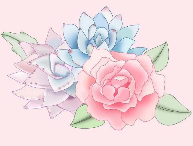 使用ps绘制水彩效果的花朵的教程