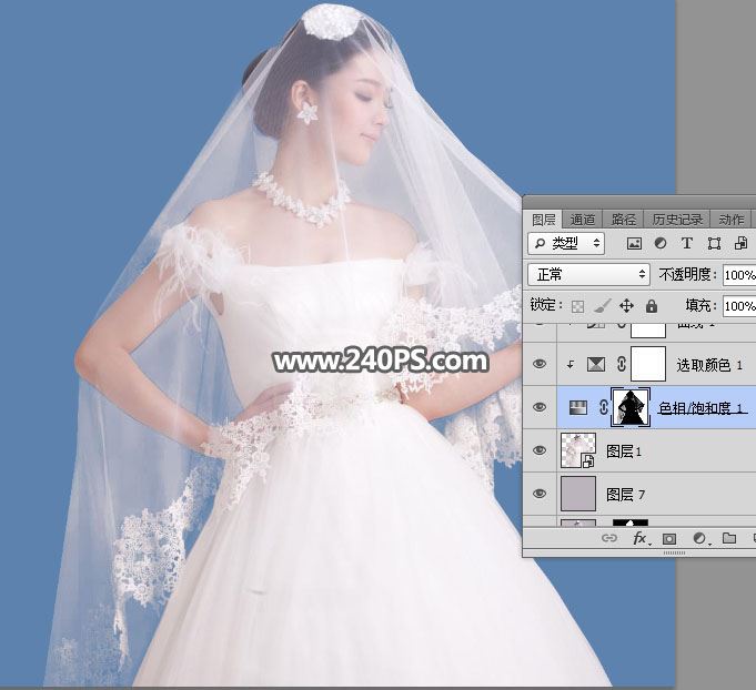 ps完美抠图快速抠出背景淡色的婚纱人物图片教程