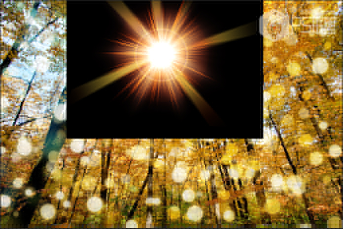 Photoshop给秋天的森林图片添加阳光四射动画效果教程