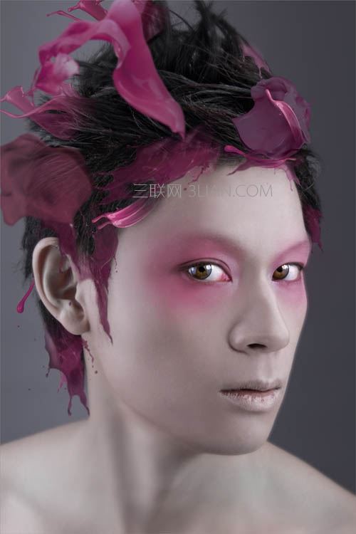 ps怎样把人物头发制作成油漆喷溅的效果?