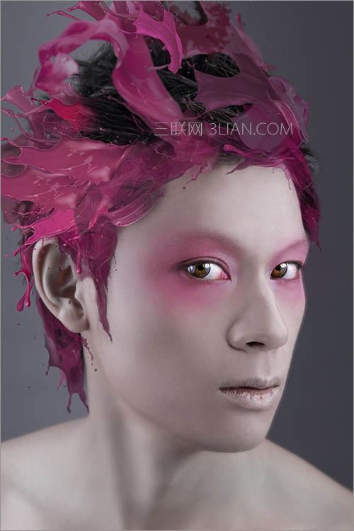 ps怎样把人物头发制作成油漆喷溅的效果?