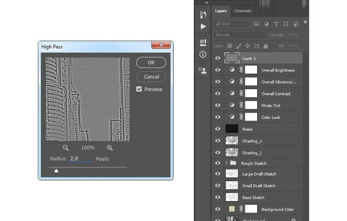 ps怎样把喧嚣的城市图片制作成素描效果?
