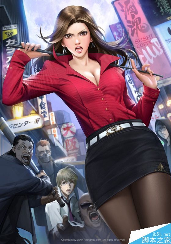 Photoshop绘制不良道卡通插画游戏人像海报