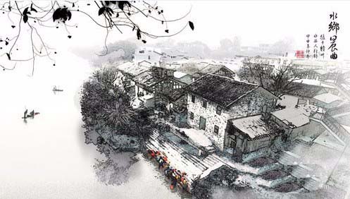 ps制作水墨画风格的江南风景图，PS水墨画教程