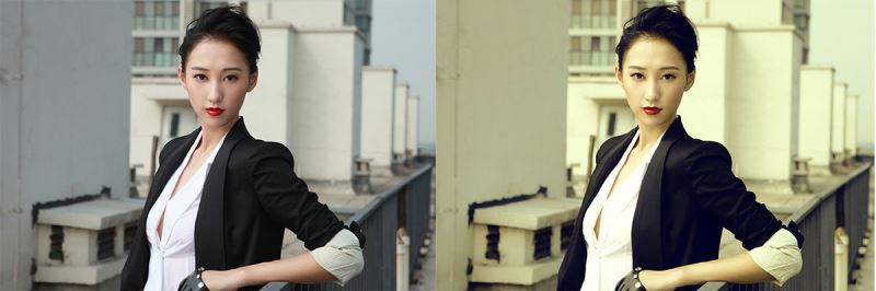 ps把美女人物图片调成复古色效果教程