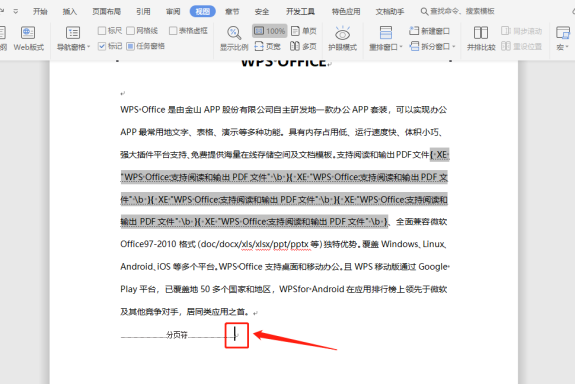 WPS如何删除分页符?