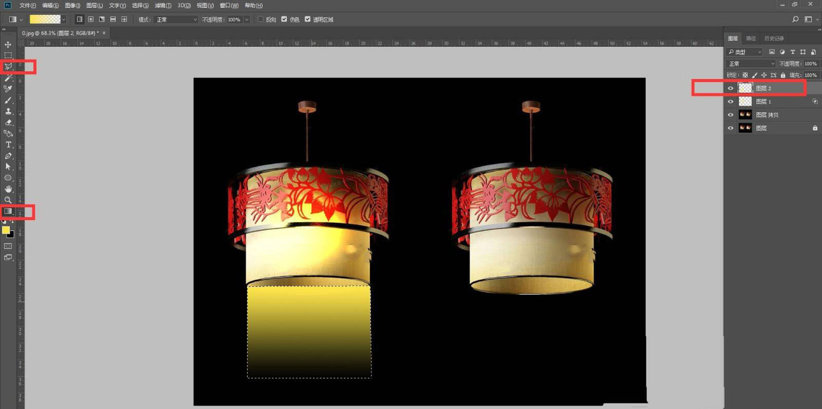 ps吊灯怎么做射灯灯光效果? ps做灯光特效的技巧