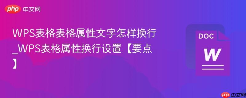 wps表格表格属性文字怎样换行_wps表格属性换行设置【要点】