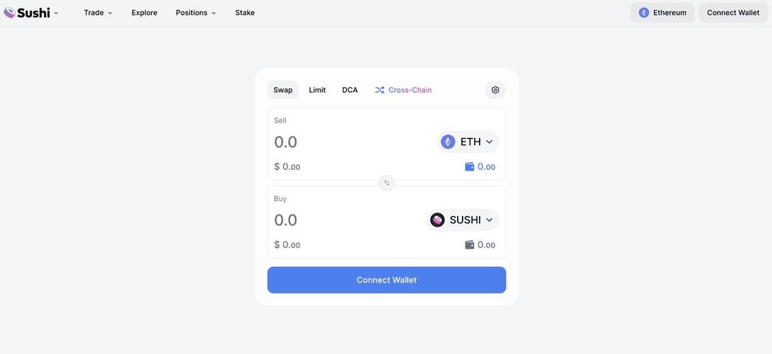 Uniswap界面连接钱包示意图