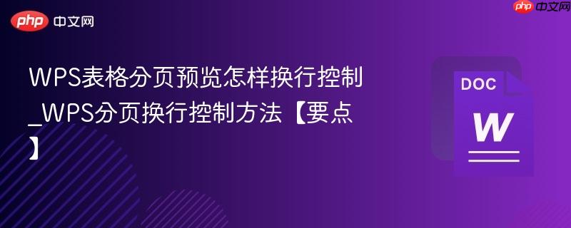 wps表格分页预览怎样换行控制_wps分页换行控制方法【要点】